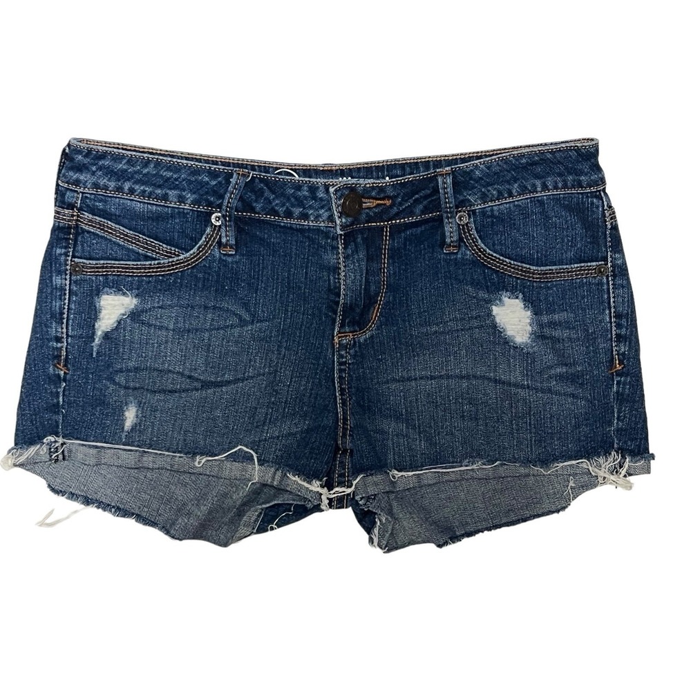 B By Bullhead Jean Shorts Blue Denim 9 Distressed Frayed Hem Vintage Y2K Casual‎